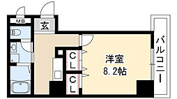 クラウザン徳川 1Kの間取図画像