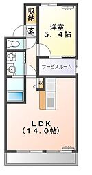 末広ハイツ2A 1LDKの間取図画像