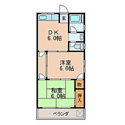 早瀬ビル 2DKの間取図画像