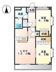 ブリーズ戸田ウエスト 2LDKの間取図画像