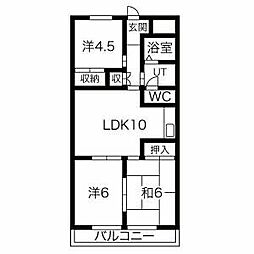 中銀コーポ2 3LDKの間取図画像