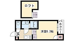 クレール・k・桜山 1Kの間取図画像