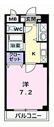 カーサヴェルデ 1Kの間取図画像