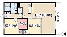 ソシア楠乃木藤が丘 2LDKの間取図画像