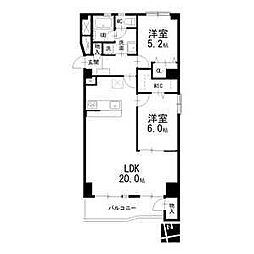 上前津グランドハイツ 2LDKの間取図画像