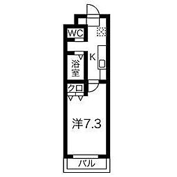 A・City東岸 1Kの間取図画像