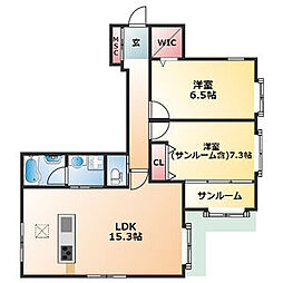 トヴォクレハ 2LDKの間取図画像