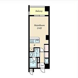 グレンパーク中島 ワンルームの間取図画像