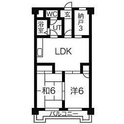 エトワール八田 2SLDKの間取図画像