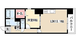 ディアコート千早 1LDKの間取図画像