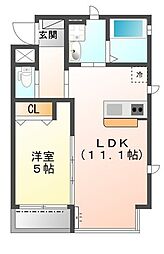 エストソレイユ 1LDKの間取図画像