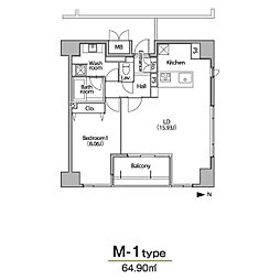 グランアベニュー栄 1LDKの間取図画像