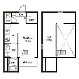 ハイツLLH ワンルームの間取図画像
