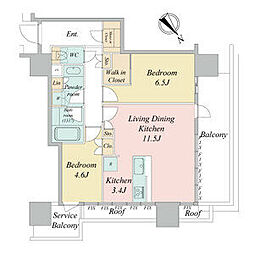 NAGOYAtheTOWER 2LDKの間取図画像