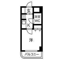 ブリッヂガーデンナゴノ 1Kの間取図画像