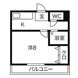 マンションブリッジ88 1Kの間取図画像