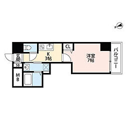 PONTEALTO新栄 1Kの間取図画像