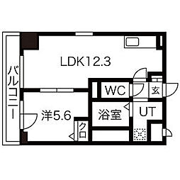 ドゥナーレ畑江通 1LDKの間取図画像