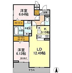 ガーデンテラス 2LDKの間取図画像