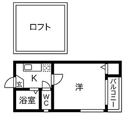アナハイム 1Kの間取図画像