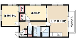 ルースリーリヤ 2LDKの間取図画像