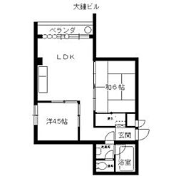 大鐘ビル 2LDKの間取図画像