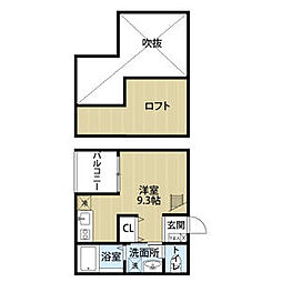 cocostile ワンルームの間取図画像