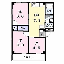 リバーサイドパレス 3DKの間取図画像