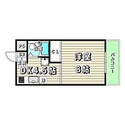 マノアハウス清住 1DKの間取図画像