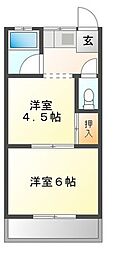 ハイツ森 1DKの間取図画像