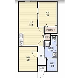 ヴィラM.K. 2LDKの間取図画像
