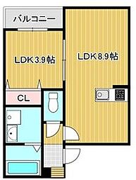 シャルム2 1LDKの間取図画像