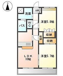 グランセル 2LDKの間取図画像