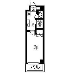 ルミナス新栄 1Kの間取図画像