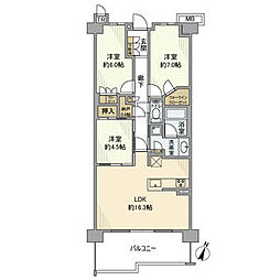 プラウド八事ガーデン南棟 3LDKの間取図画像