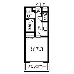 すまいるアンデリーナ 1Kの間取図画像