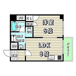 中京第3ビル 1LDKの間取図画像