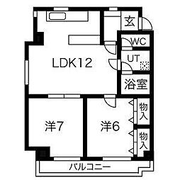 ガーデンコート新栄 2LDKの間取図画像