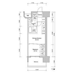 ザ・パークハビオ新栄 1DKの間取図画像