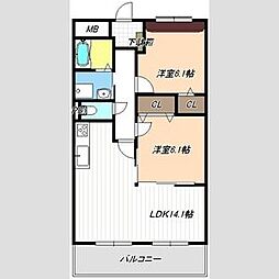 ディアコート 2LDKの間取図画像