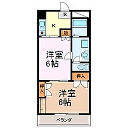 ヴィラグリーンボール 2Kの間取図画像
