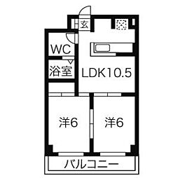 H.I.ビル 2LDKの間取図画像