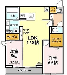フューカスト 2LDKの間取図画像