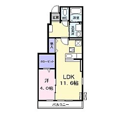 ソレイユN 1LDKの間取図画像