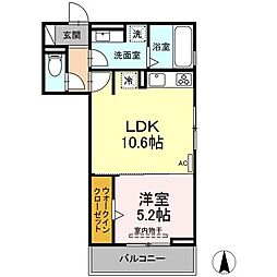 シャルマン高畑 1LDKの間取図画像