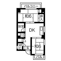 第7オーシャンビル 2DKの間取図画像