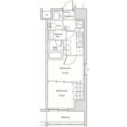 ザ・パークハビオ名古屋松原 2Kの間取図画像