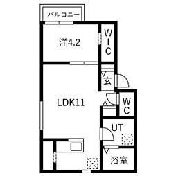 スクエア港北 1LDKの間取図画像