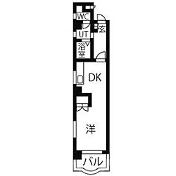 ドムス本山 ワンルームの間取図画像