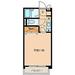 リバーサイドタカセ 1Kの間取図画像